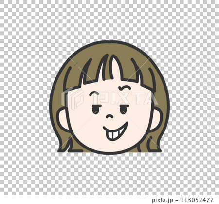 顔アイコン にやりとする女の子 顔アイコン にやりとする女の子 113052477