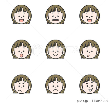 色々な表情の女の子 イラストセット 色々な表情の女の子 イラストセット 113053209