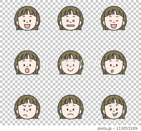 色々な表情の女の子 イラストセット 色々な表情の女の子 イラストセット 113053209