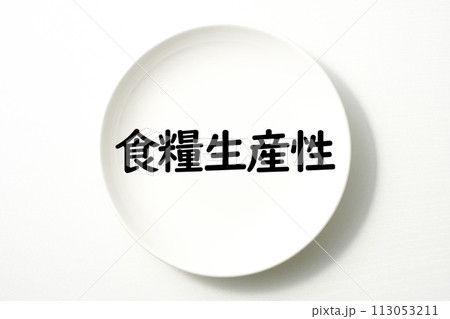 白いお皿の食に関する単語やキーワード素材 113053211