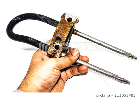 Bike tire lock isolated on white background Bike tire lock isolated on white background 113053403