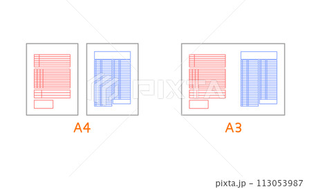 A4サイズの用紙とA3サイズの用紙 A4サイズの用紙とA3サイズの用紙 113053987