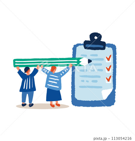 アンケートに答える人々のシンプルなイラスト 113054216