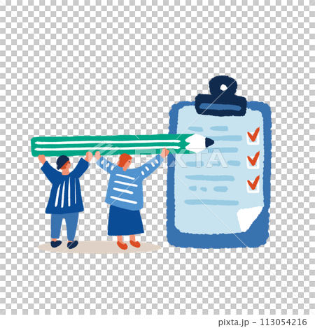 アンケートに答える人々のシンプルなイラスト 113054216