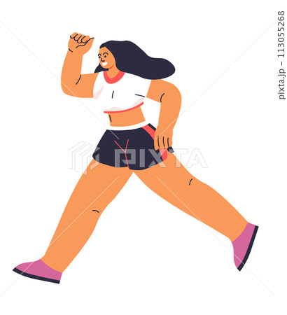 Running Woman in Sportswear Vector Running Woman in Sportswear Vector 113055268