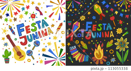 A festive night sky filled 113055338