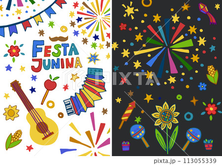 Joyful Festa Junina Colorful Illustration 113055339