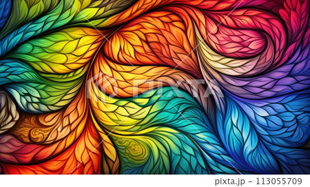 Intricate patterns of colors merging into a...のイラスト素材 [113055709] - PIXTA