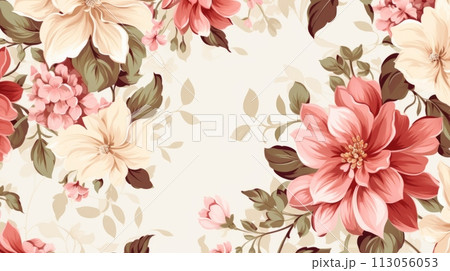 Vintage floral pattern exuding classic charm and beauty 113056053