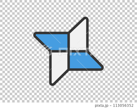 Illustration of a shuriken icon (color line drawing) made with origami 113056352