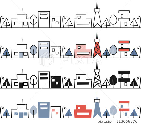 都会の街並みのセット 113056376