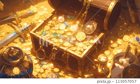 宝箱と金銀財宝 宝箱と金銀財宝 113057057
