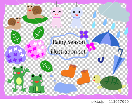 Rainy season vector illustration set 113057090