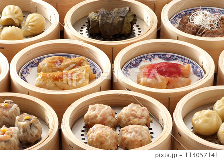 飲茶・中華飲茶・飲茶料理集合・点心集合・中華蒸し料理・飲茶ランチ・飲茶ビュッフェ 113057141