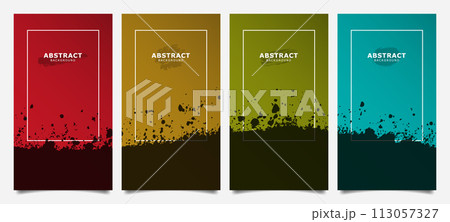 インクのしぶき背景素材セット。縦型ビデオやストーリーズ向け 113057327