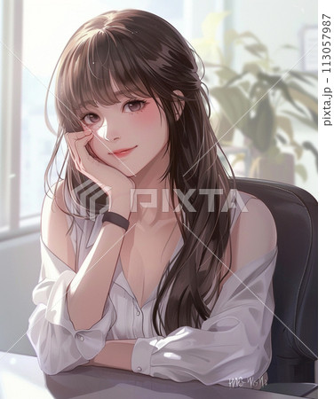 かわいい 美人 OL 女性 女 秘書 女社長のイラスト素材 [113057987] - PIXTA