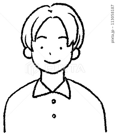 ほほえむ男性 手描きイラスト ほほえむ男性 手描きイラスト 113058187