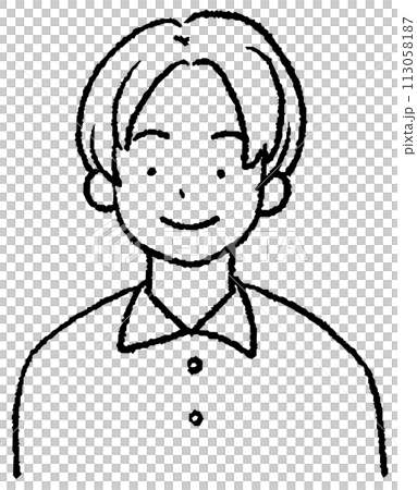 ほほえむ男性 手描きイラスト ほほえむ男性 手描きイラスト 113058187