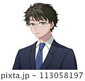 スーツを着た男性　眼鏡　話す 113058197