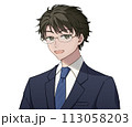 スーツを着た男性　眼鏡　笑顔 113058203