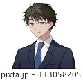 スーツを着た男性　眼鏡　微笑み 113058205