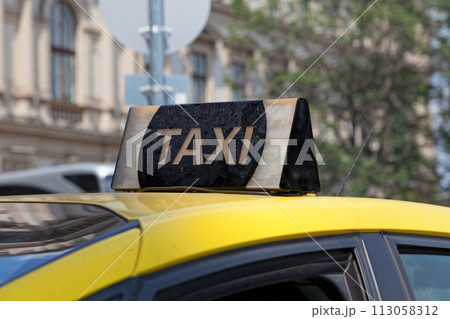 Budapest taxi sign Budapest taxi sign 113058312