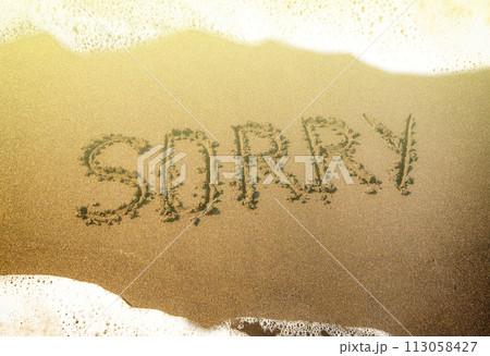 Summer sea beach, the inscription on the sand sorry 113058427