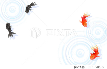 金魚と水の波紋の背景のイラスト 113058497