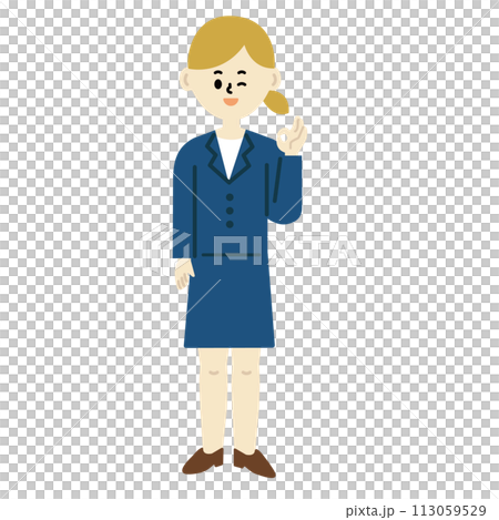 Business Person OK Understood Female Full Body Suit Work Illustration Business Person OK Understood Female Full Body Suit Work Illustration 113059529