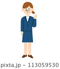 ビジネスパーソン　OK 了解　女性　全身　スーツ　仕事　イラスト 113059530