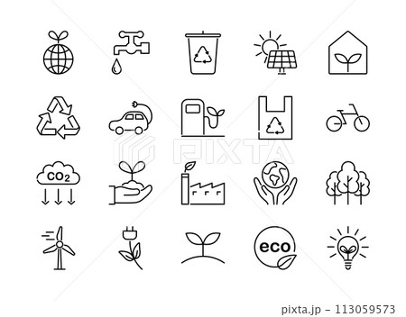 エコロジー ラインアイコンセット エコロジー ラインアイコンセット 113059573