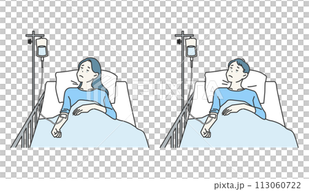 illustration of a person lying on an intravenous drip 113060722