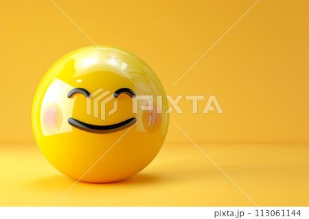 A yellow smiley face is sitting on a yellow background with Generative AI 113061144