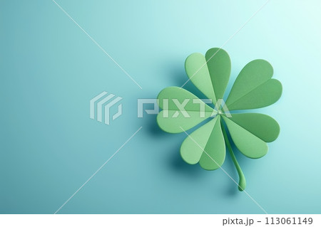 A green clover leaf with a white frosting on it with Generative AI 113061149