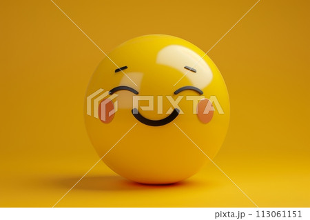 A yellow smiley face is sitting on a yellow background with Generative AI 113061151