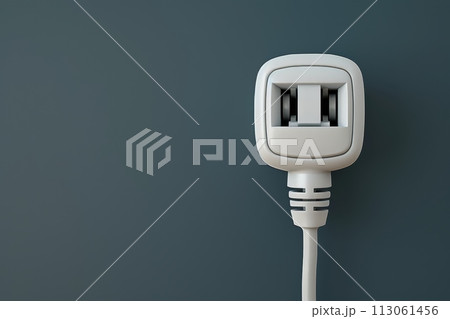 A white plug is shown on a blue background with Generative AI 113061456