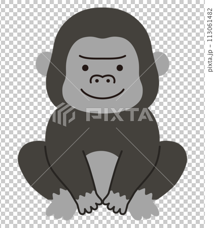 お座りしているゴリラのベクターイラスト。アイコン、動物 113061482
