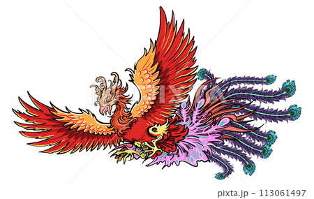 紅色の鳳凰のイラスト素材 [113061497] - PIXTA