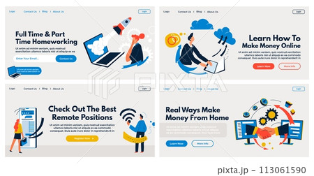 Web banner set with remote work advertising 113061590