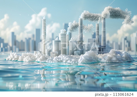 A city with a lot of smoke coming out of the factories with Generative AI A city with a lot of smoke coming out of the factories with Generative AI 113061624