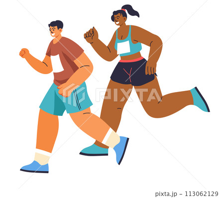 Marathon Runners in Synchronized Stride 113062129