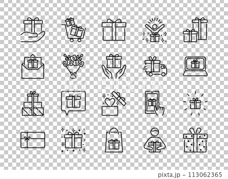 Gift line icon set 113062365