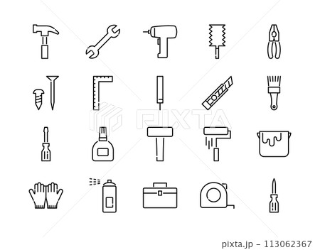 DIYに関するラインアイコンセット 113062367