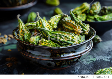 Food photography - bitter ground in a bowl 113062484