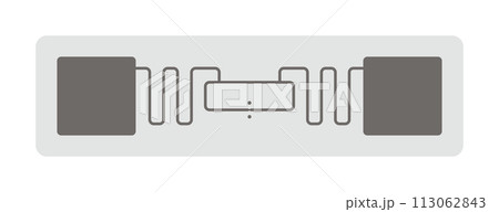 Ractangular RF ID tag on sticky paper with semiconductor microchip Ractangular RF ID tag on sticky paper with semiconductor microchip 113062843
