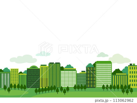 緑 街 ビル 背景イラスト 緑 街 ビル 背景イラスト 113062962