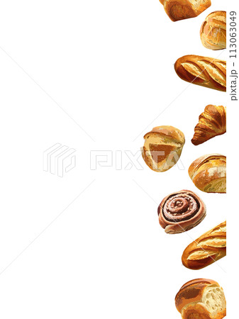 リアルなパンのフレーム背景素材 リアルなパンのフレーム背景素材 113063049