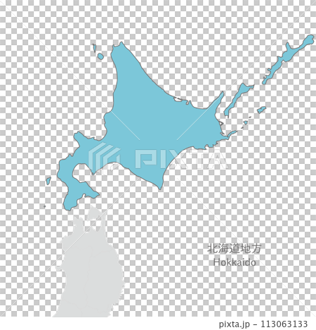 Hokkaido region, Hokkaido and surrounding map, silhouette 113063133