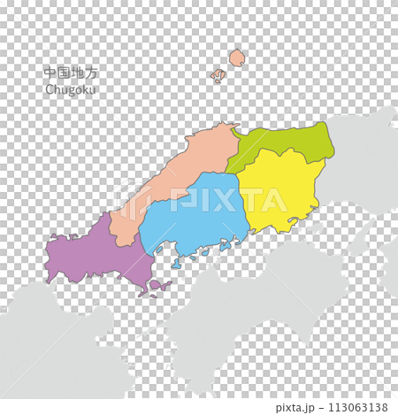 中國地區及中國地區各縣地圖，色彩鮮豔，明亮 113063138