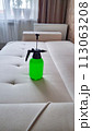 A specialist sprays cleaning agent on an office chair to remove stains. General cleaning. 113063208